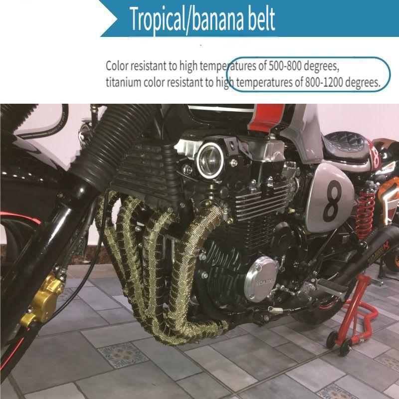 1 Roll Motorcycle Exhaust Thermal Tape Sports Muffler Wrap 2.5cmX5M Heat Shield Resistant Heat with Stainless Ties Dirt Bike Car