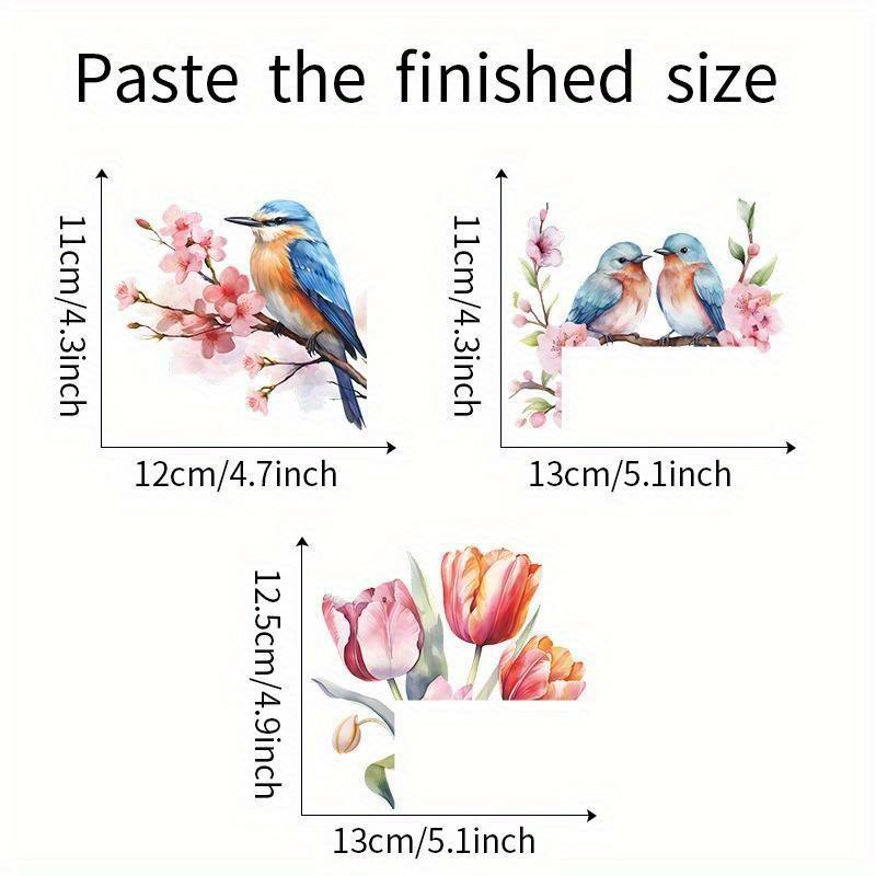 Romantic Spring Aesthetic Branch Bird Pattern Light Switch Sticker for Bathroom Bedroom Living Room, Removable Adhesive Wall Decal, Home Decor