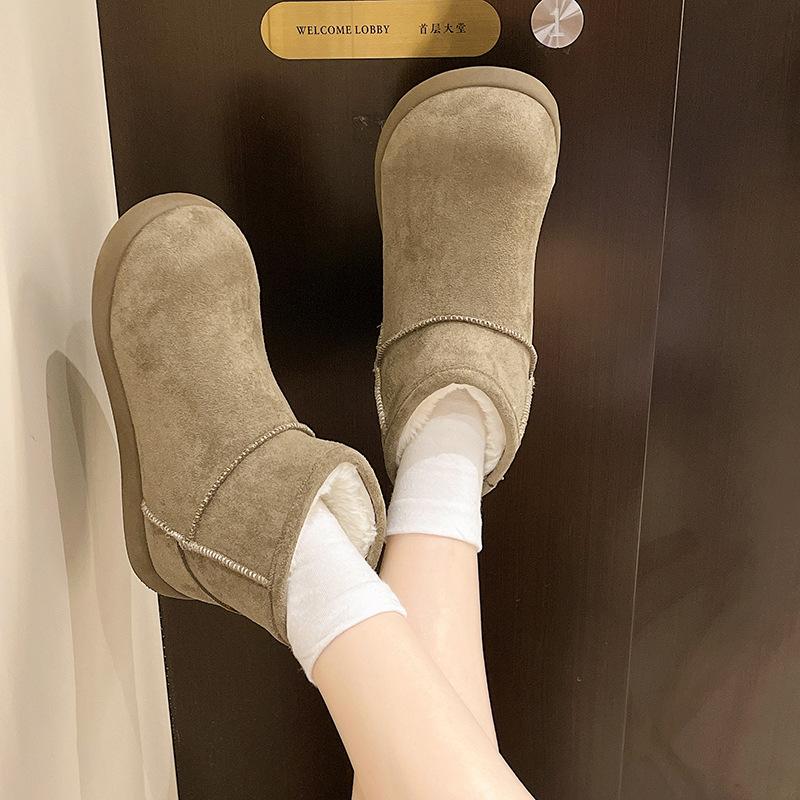 Women's Fur One Thick Bottom Heightening Winter Lightweight Padded Warm Snow Boots Non-slip Wear Casual Sneakers Fur Cotton Shoes