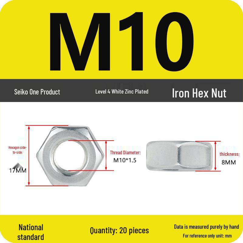 Black Galvanized Nickel-Plated Iron Hex Nut Screw Cap, GB Grades 4.8/8.8/12.9, Sizes M4/M5/M6/M8