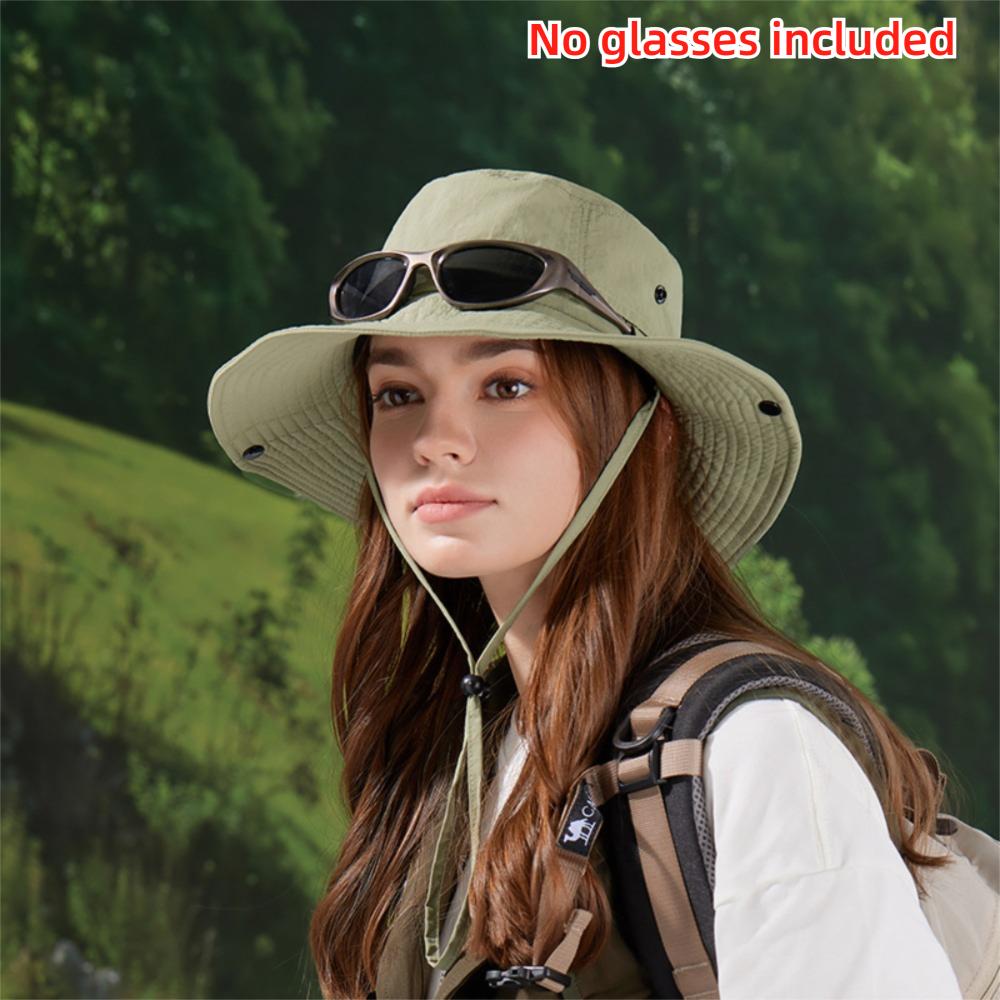 Casual Anti-UV Fisherman Hat Large Brim Waterproof Sunscreen Hats With Glasses Leg Support Bucket Hat Women Men
