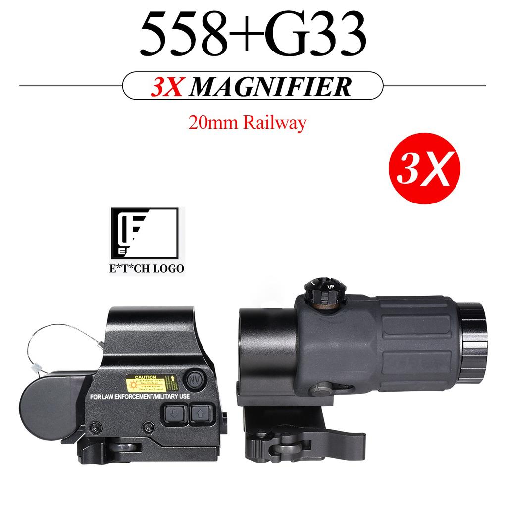 Eot**h 558 G43 Magnifier Holographic Sight Scope Folding Side Flip G45 5X Magnifiers for 558 556 553 Tactical Reflex Riflescope