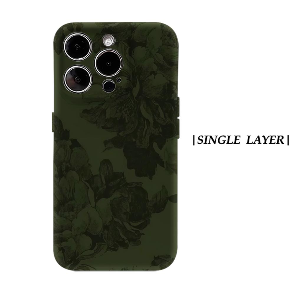 

Dark Green FloralFor Magnetic Phone Case for IPhone 17 16 15 14 13 Pro Max Plus Single Double-layer Tough Case IPHONE17