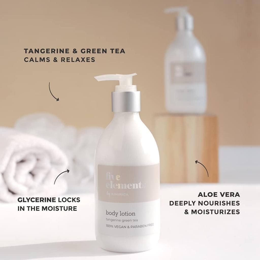Kimirica Five Elements Moisturizing Scented Body Lotion with Tangerine and Green Tea for All Skin Type | Instant Hydration| Vegan and Paraben-Free