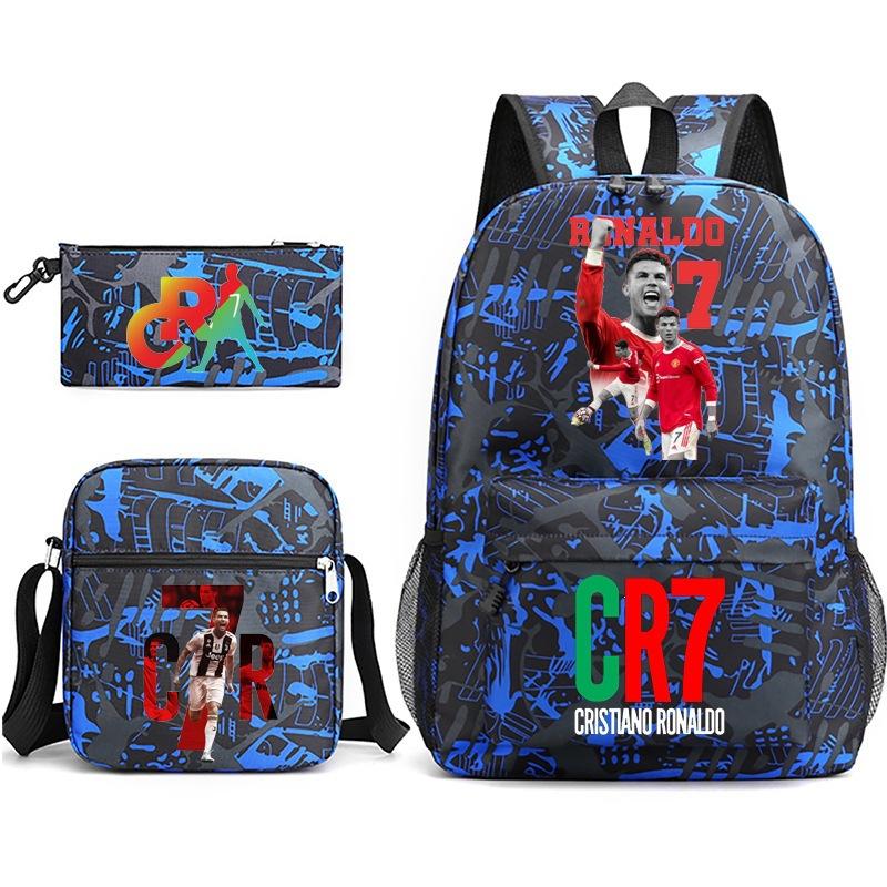 Mochila escolar de gran capacidad con correa para el hombro; set de tres piezas para estuche de lápices de estudiante