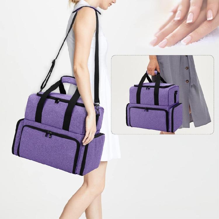 Nails Polish Organizers Bag with Double Compartments for Bottles Nails Dryer Space and Manicure Accessories Carry Case