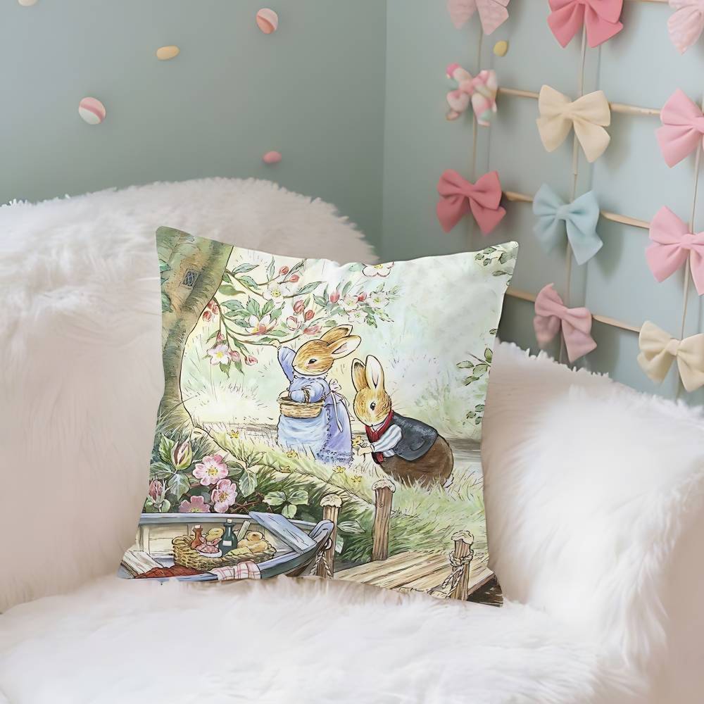 PPeters RRabbits Case Plush Fabric Soft Pillowcase Double Sided Print Cushion Cover Household Gifts