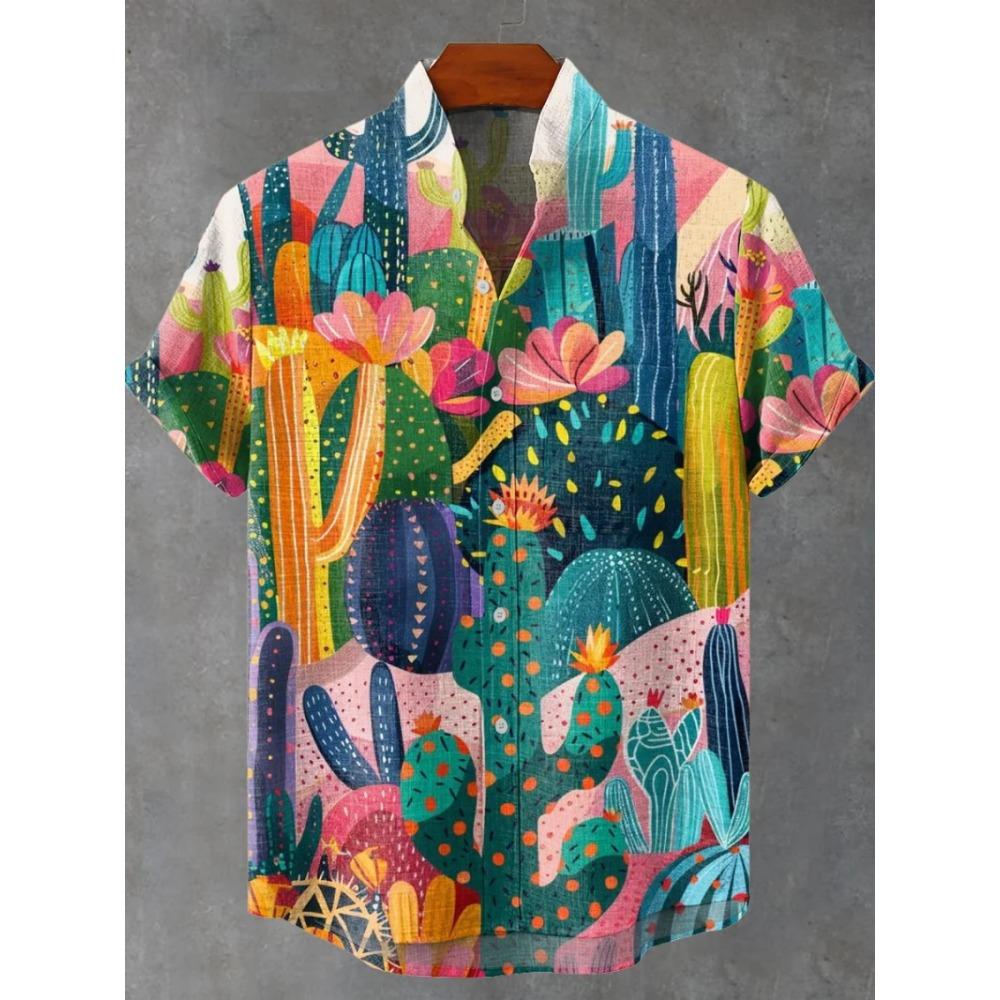 Hawaiian Men’s Short-Sleeve Shirt Casual Puppy 3D Print Rainbow Summer Trend Top