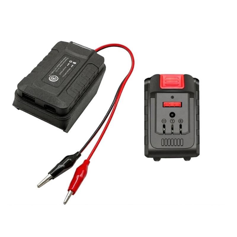21V Batterieadapter mit roten und schwarzen Kontaktenden, Externes Anschlusszubehör für Reparaturarbeiten, Testroutinen und Wartungsarbeiten