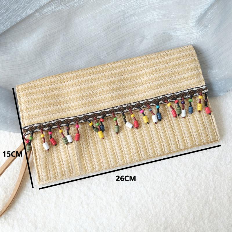 Neue Frühling Sommer Trendy Handtasche Mode Frauen Tasche Solide Stroh Casual Kupplung Frau Niedlich Quaste Vintage Strand Kleine Reise Handtasche