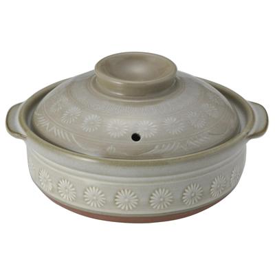 [Genuine Product] Banko Yaki Ginpo Earthen Pot (Deep Pot) Size 6, For 1 Person, Hanamishima, Open Fire Compatible, Heat Retention, Made In Japan 210