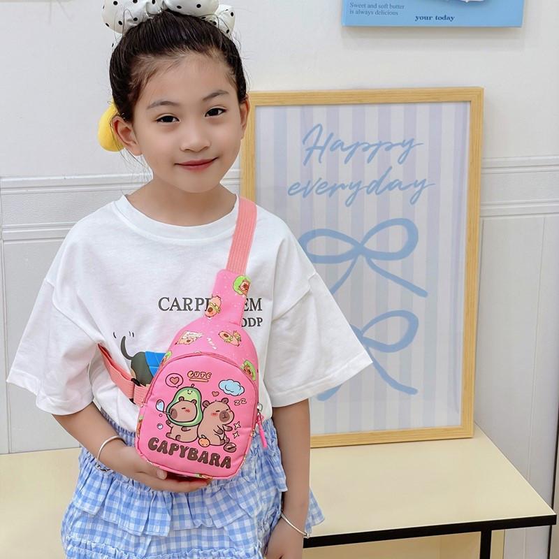 Capybara Cartoon Cute Shoulder Bag Breathable Fabric Toddlers Girl Travel Bags