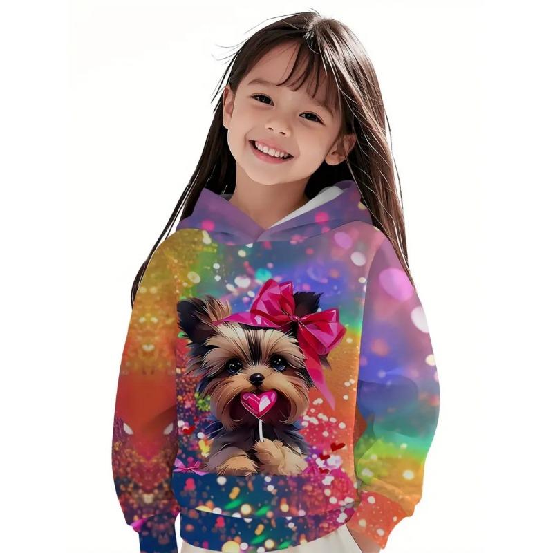 

Одежда для девочек Милый кот Розовый принт Толстовки с длинным рукавом Повседневная удобная Толстовка для девочек Уличная мода Y2k Детская одежда 150