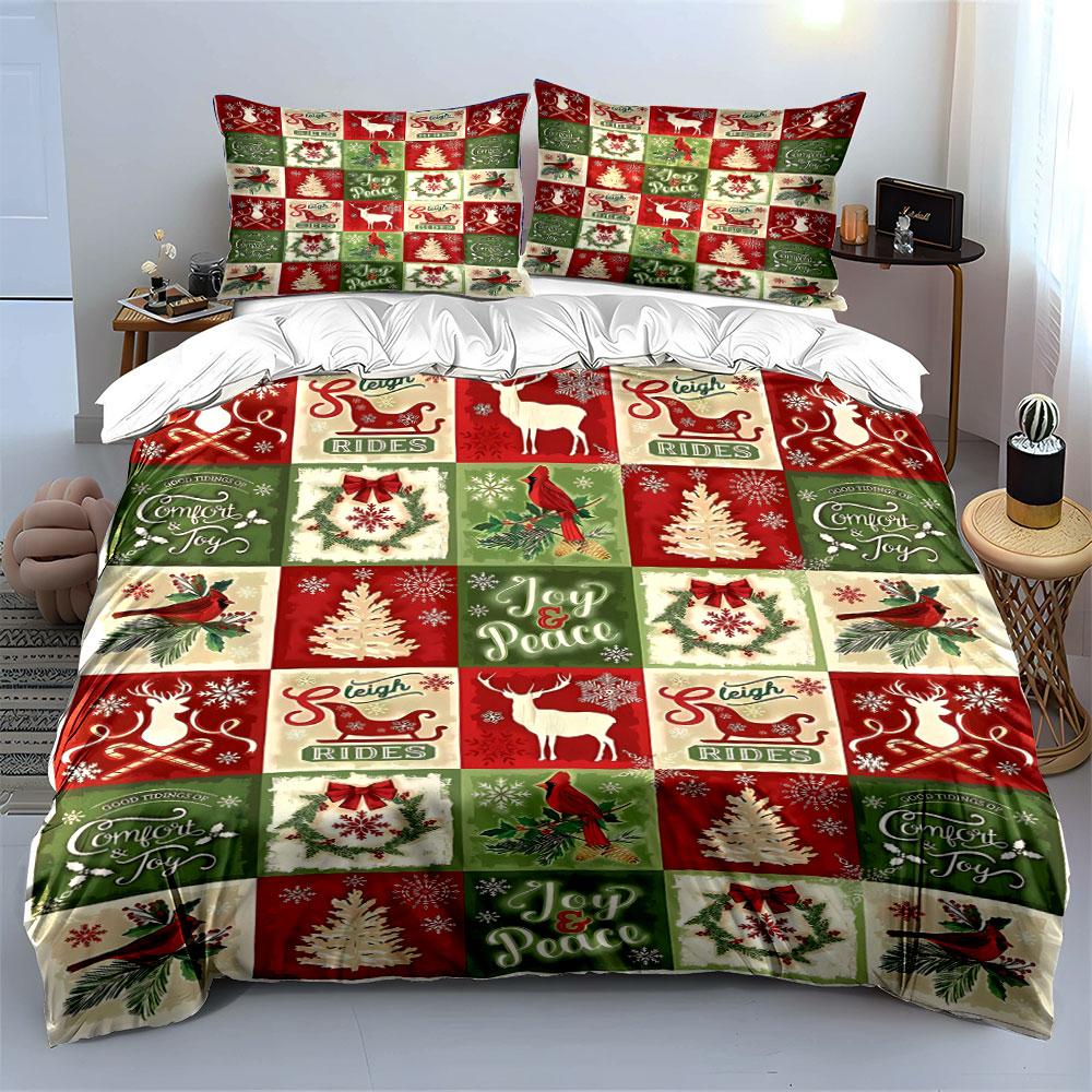 Cardinals, Wreaths, Deer, Snowflakes. Bedding Sets Duvet Cover Sets Duvet Covers Pillowcases(1 * Duvet Cover 2 * Pillowcases Without Duvet Insert)
