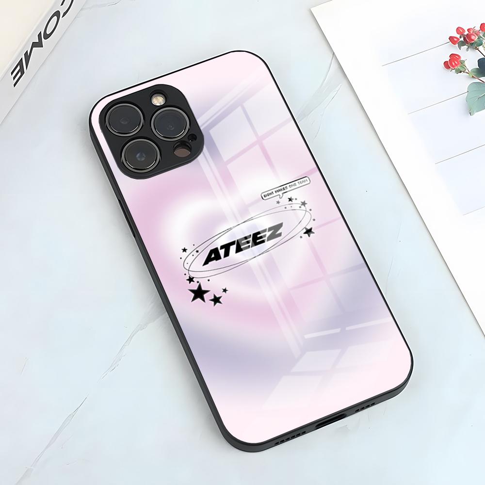 Kpop A-ATEEZ Band Phone Case For IPhone 17 Pro Max 15 Pro 16 14 Plus 12 13 Mini 11 Pro Shockproof Glass Cover iPhone12 Pro