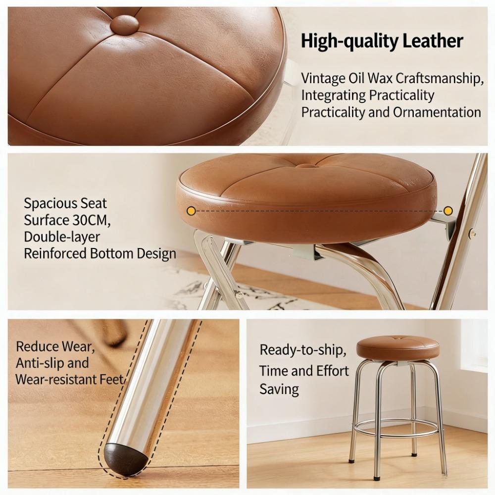 Modern Chinese Style Dining Chairs - Stainless Steel Folding Chairs with Soft Pads, Space Saving for Small Apartments