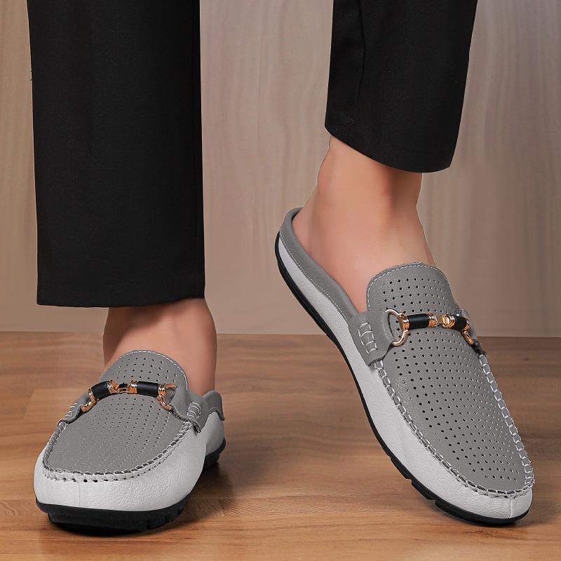 Grote Maat 37-47 Muiltjes Heren Open Achterkant Casual Schoenen 2025 Leer Backless Loafers Pantoffels Halve Schoenen Instappers Flats Slippers