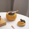 Orange Ashtray Windproof Dustproof Household Desk Tea Table Office Large Capacity Modern Minimalist Style Ceramic Material