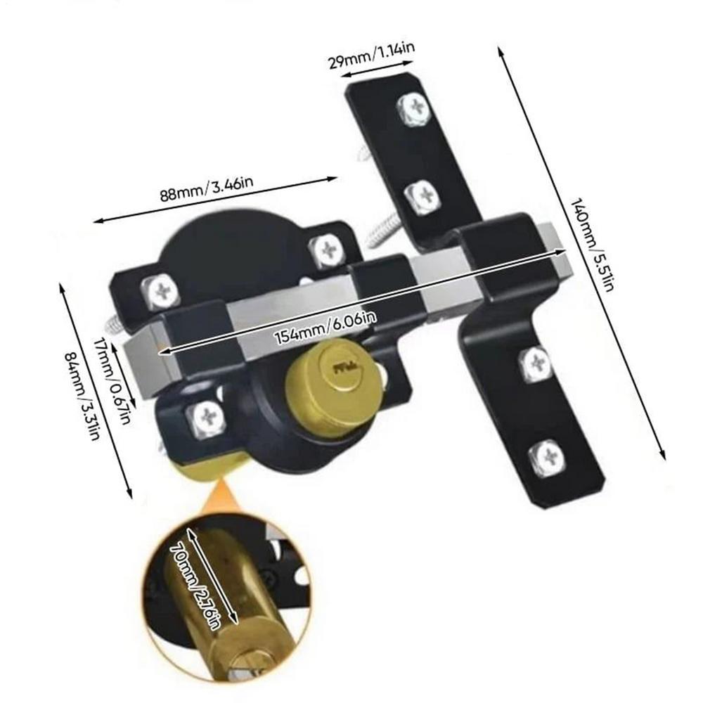 

Barn Door Latch Double-Sided Gate Lock Sliding Rustproof Door Latch 5 Keys For Fence Gate Cabinet Closet Pantry Chicken Coop RV чёрный