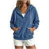 Damen Halbknopf Kapuzenpullover Kordelzug Langarm Kängurutasche Locker Lässig Pullover Einfarbige Tägliche Streetwear Sweatshirt