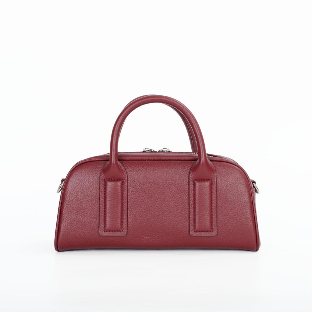 Women's Lightweight Genuine Leather Boston Pillow Bag - Luxury Retro Bowling Handbag & Casual Crossbody