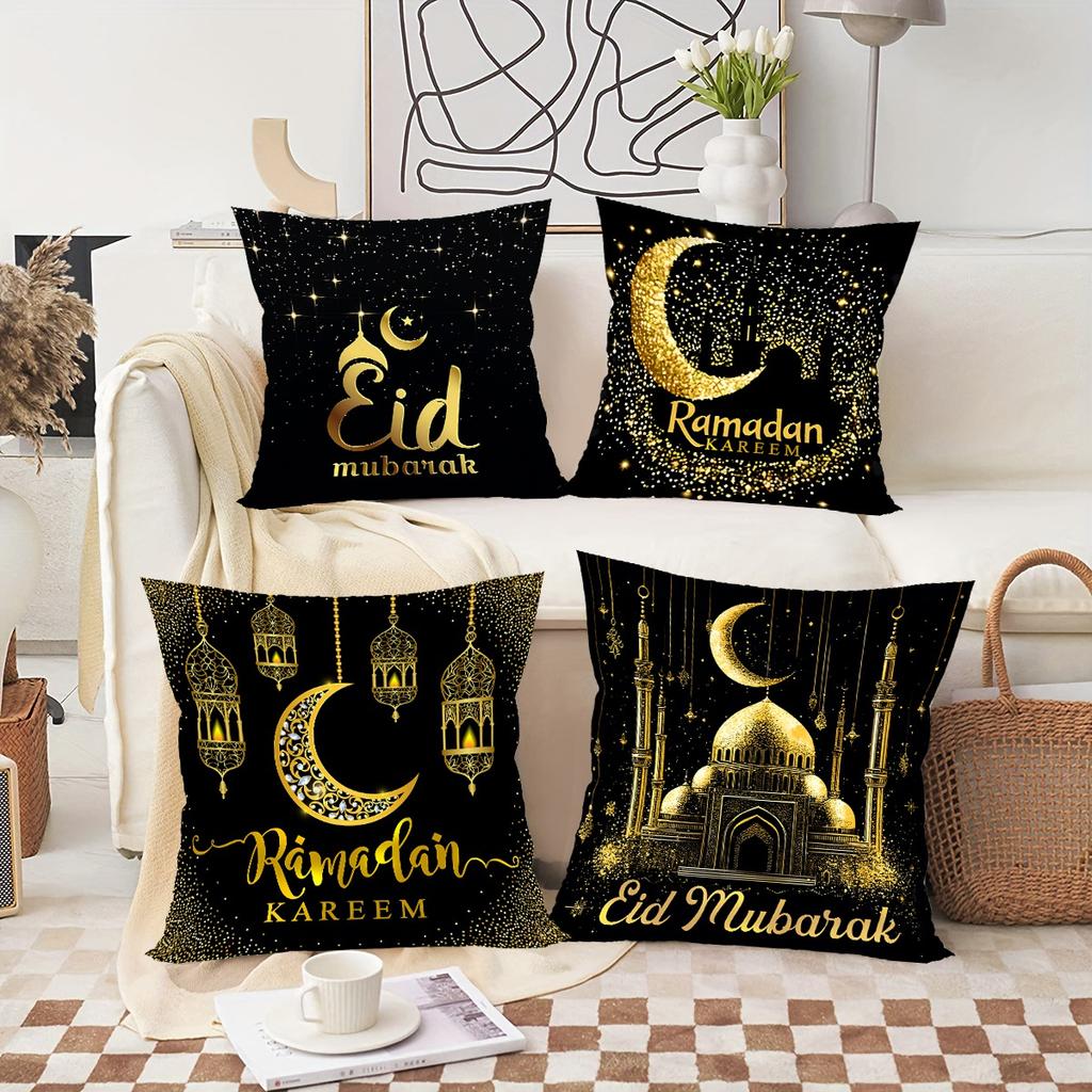 2026 Eid Mubarak Pillowcase Decor for Home Sofa Cushion Cover Islamic Ramadan Kareem Decoration Mosque Muslim Pillow Cover Gifts