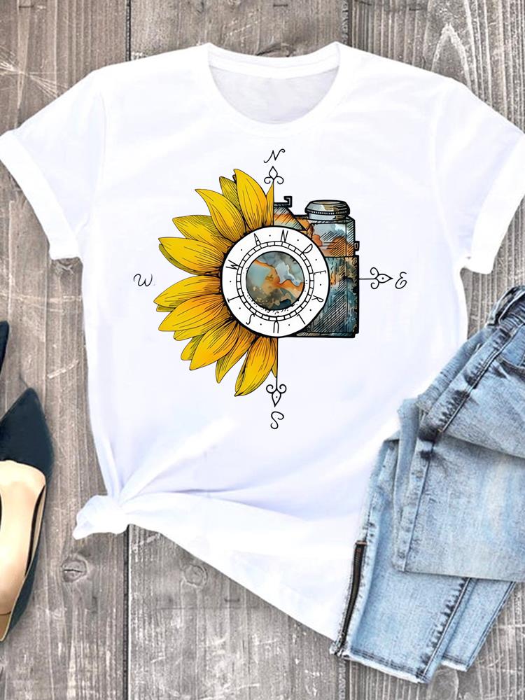 (Asian Size) Trend Style Short Sleeve T-shirts Lady Female Top Printed Fashion Clothing Women Graphic Casual T Shirt Tee