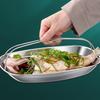 304 Stainless Steel Food Serving Dish Rust Proof Safe Fish Steaming Tray Plate with Handle For Daily Meal Preparation