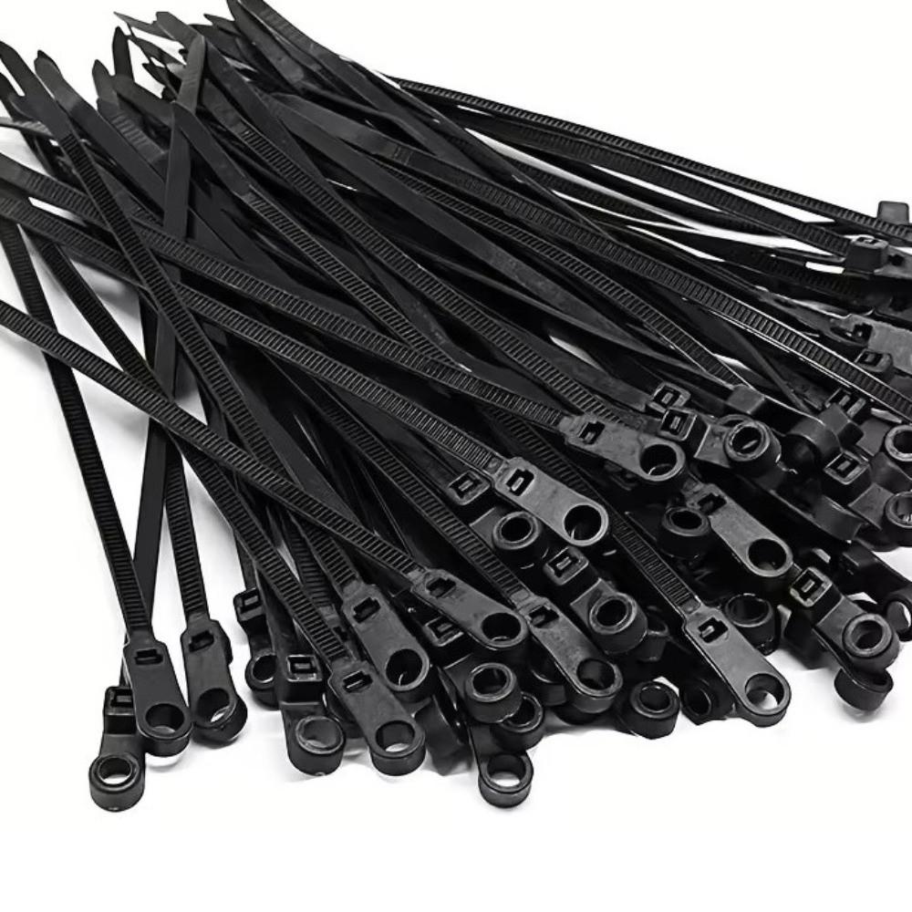 100 Stück Nylon-Schraubloch-Kabelbinder Selbstverriegelnd Strapazierfähig Feststellbare Nylon-Kabelbinder Universell Wiederverwendbare Kabel-Zip-Binder