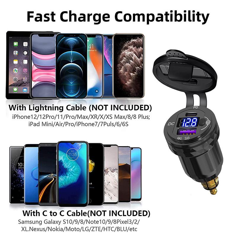 Brandneues USB-C Super Schnelllade-Motorradladegerät mit Hella DIN-Steckdosenadapter für BMW F750GS F800GS Triumph Ducati