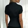 Women's Spring/Summer Casual & Stylish  Blouse — Semi-Mock Neck, Waist-Defining Top