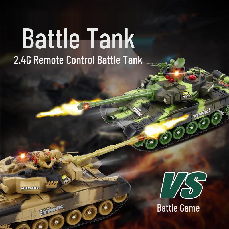 Large RC Parent-Child Tank Battle Toy: Rechargeable, Tracked Off-Road 2.4G Cannon Vehicle