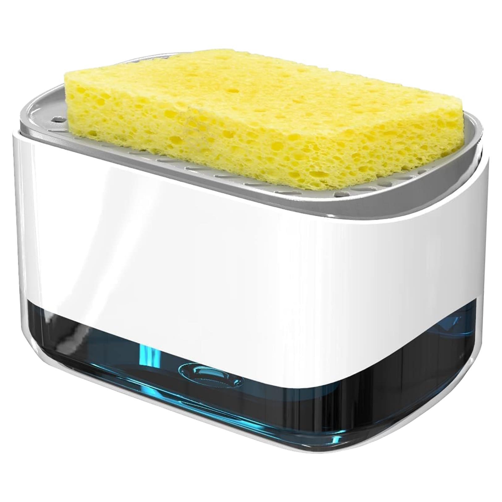 

PLEAVIT Sponge Holder with Detergent Dispenser, Sponge Holder for Kitchen Sink Storage, Compact and Versatile, White