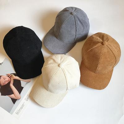 Corduroy Baseball Cap Women's Retro Solid Color Dad Hat Autumn Winter Hats For Men Women Unisex Casual Keep Warm Curved Brim