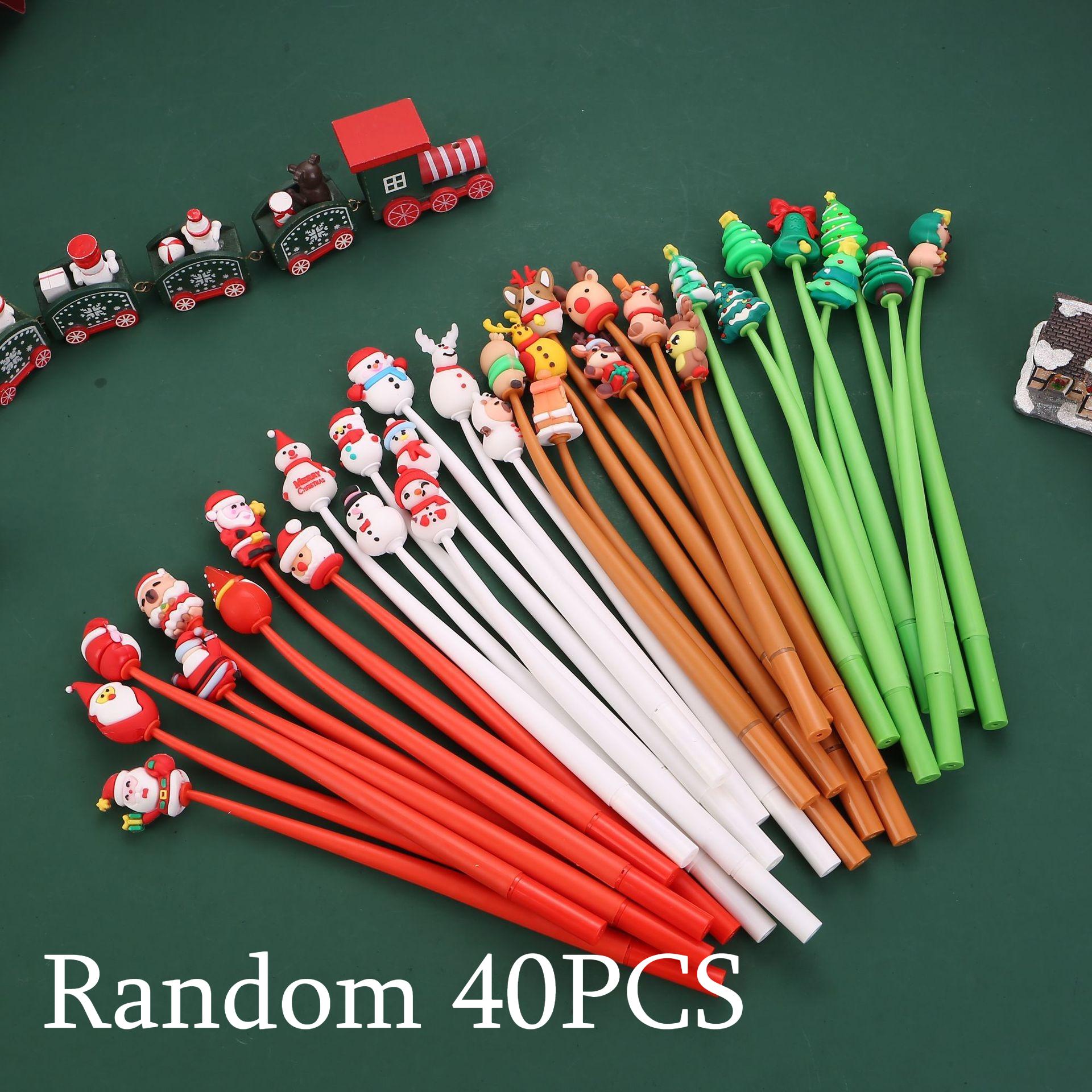 

40Pcs Christmas Silicone Rocking Pens, Cartoon Snowman Santa Claus Student Stationery Holiday Gifts,Christmas Party Favors Office School Supplies 40Pcs