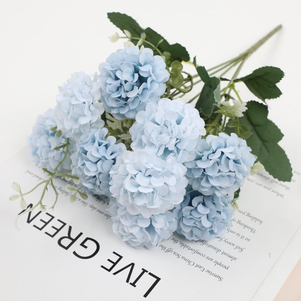 Стойкие к выцветанию искусственные гортензии Реалистичные искусственные растения для украшения дома, свадьбы, вечеринки синий