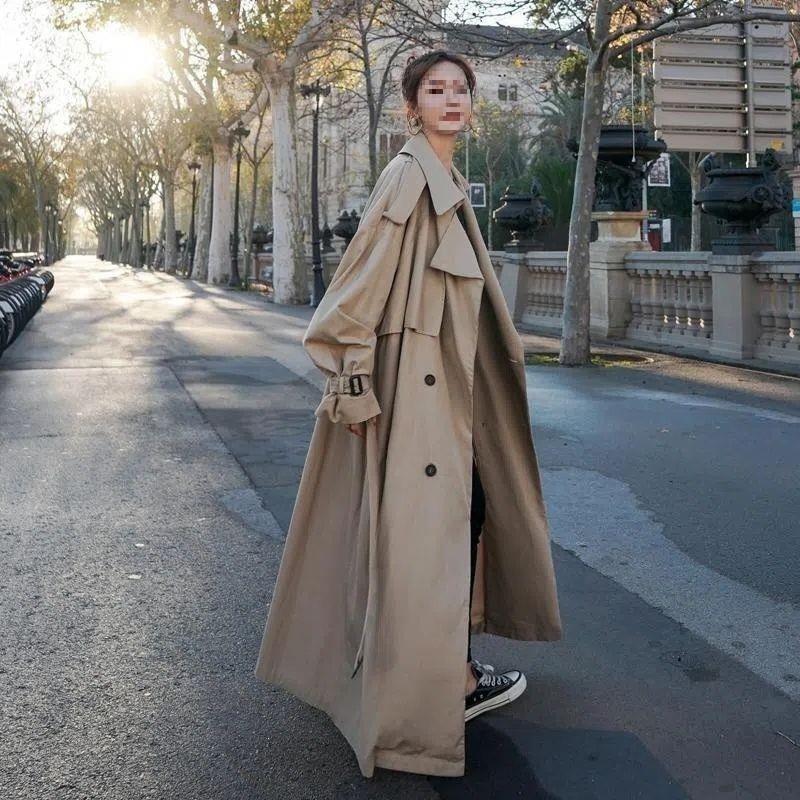 Womens Oversized Long Trench Coat With