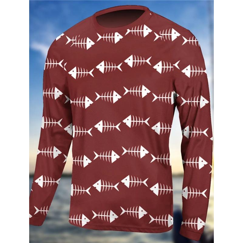 Men's Fishing Shirt Outdoor Long Sleeved UV Protection Breathable Quick Dry Lightweight Sweat Wicking Tops Spring Summer Fishing