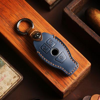 Suitable for Mercedes-Benz Key Cover C-class E-class Old Car Keychain Genuine Leather E300 Car Key Cover First Layer Cowhide