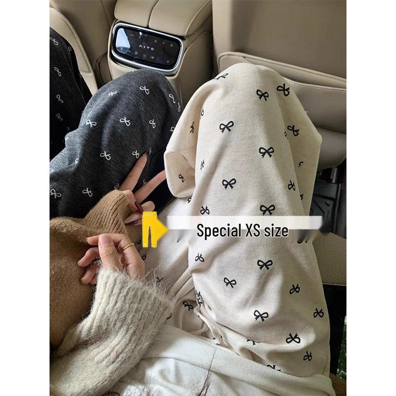 Pantaloni Petite a Vita Alta a Gamba Larga Snellenti per Donna - Dettaglio Fiocco, Stile Primavera & Autunno, Adatti per Altezza 145cm