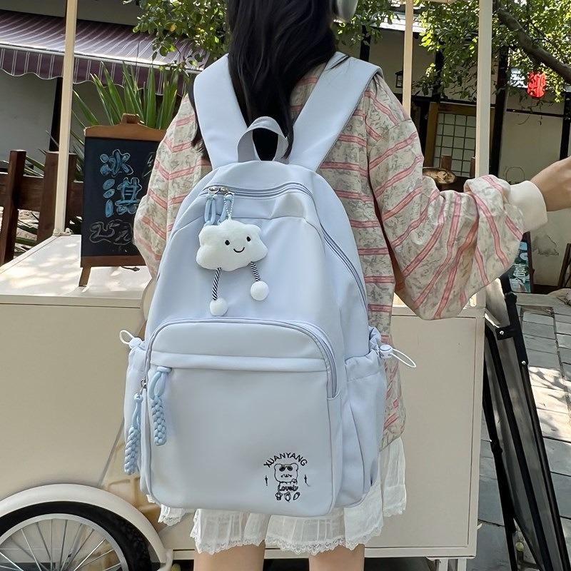 New high-value fresh and sweet candy-colored cartoon embroidered backpack female junior high school backpack