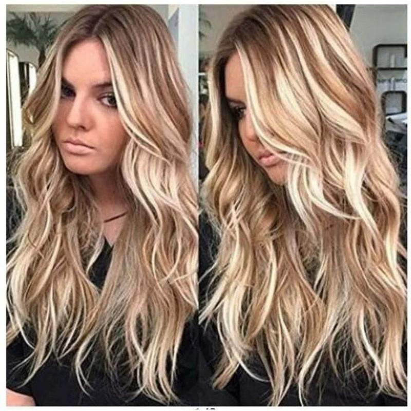 Long Wavy Synthetic Wig With Brown To Light Blonde Ombre Gradient Heat-Resistant Fiber Natural Look Women