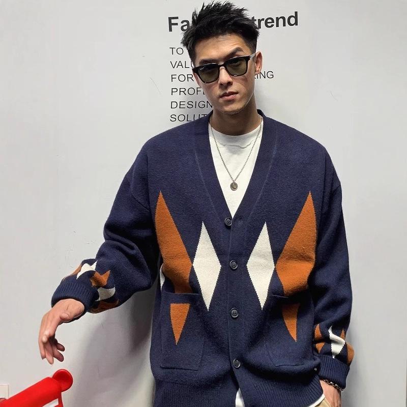 Cardigan en maille tendance coupe ample pour homme - Style Hong Kong High Street Printemps