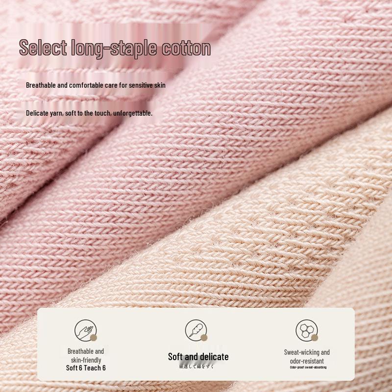 Breathable, Mid-calf Pure Cotton Socks: Mesh, Odor-resistant, Sweat-absorbing, Thin for Spring/summer, Solid Color, Seamless, Long Fit.