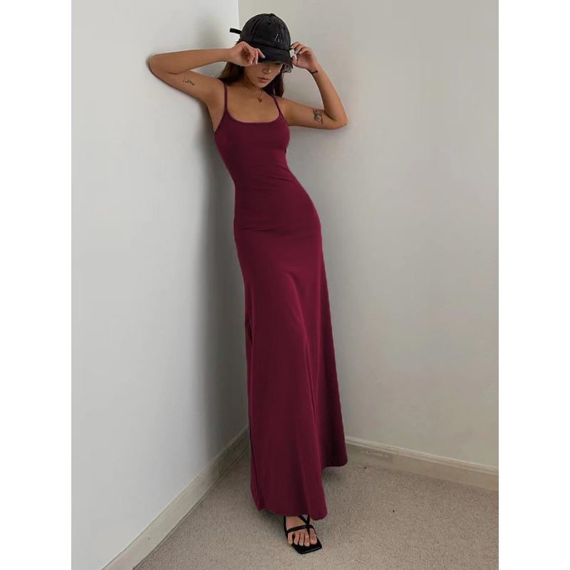 Summer Women Casual Straps Backless Dress for Women Elegant Slim Fit Solid Sexy Party Long Dress New High Waist A Line Sleeveless Ladies Dress 3397