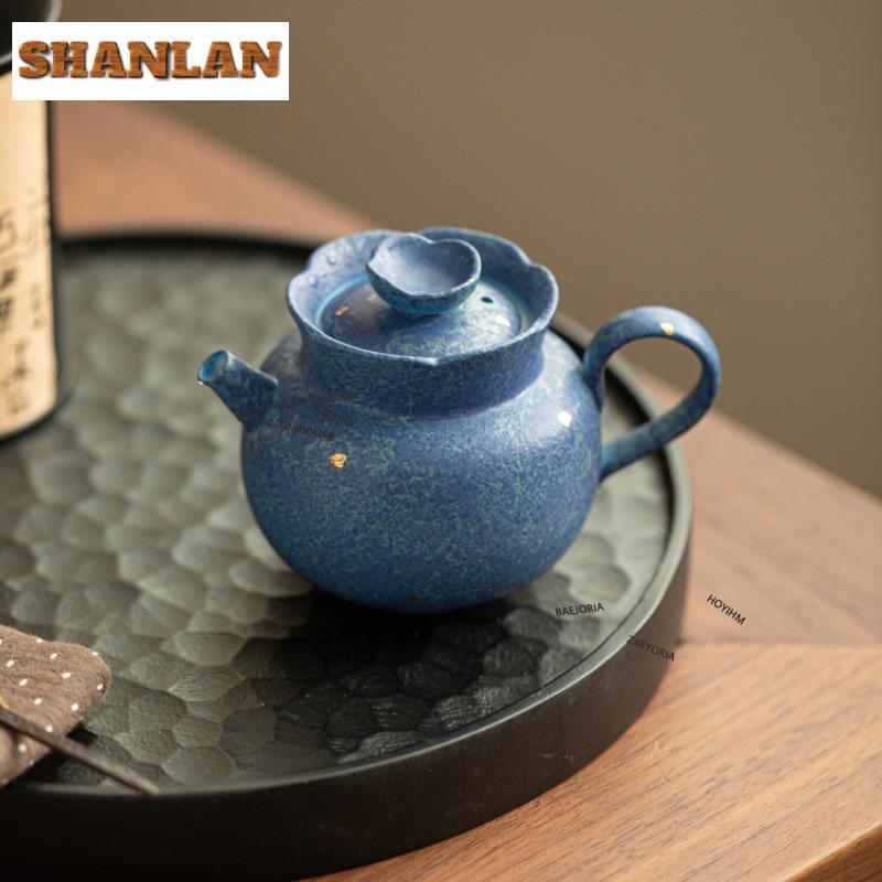 175ml Kiln Fambe Sprinkle Blue Teapot Retro Tea Infuser Pot Tea Soaking Kettle With Strainer Chinese Tea Cha Supplies Ornaments