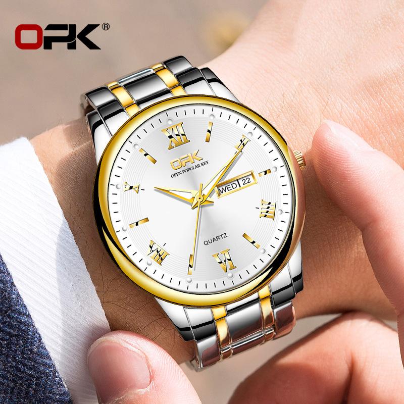 OPK Marque 8117 montre Double calendrier montre à Quartz montre pour hommes