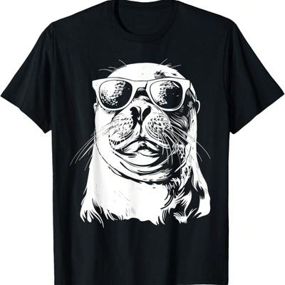 Sceau Lunettes de Soleil Otarie Gardien d'Animaux Animal Drôle T-Shirt
