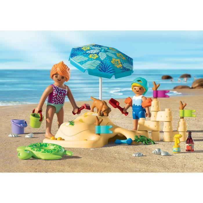 PLAYMOBIL 71906 Famille jouant dans le sable à la plage, My Life Vacances à la plage, 46 pièces, dès 4 ans