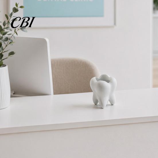 Ornamental Storage Container Tooth Shape Toothbrush Holders for Bathrooms, Creative Pen Holder Decorative Box Desktop, Home Decor